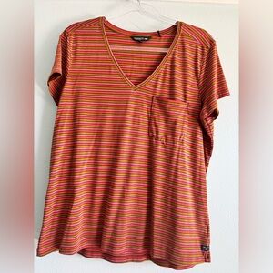 Toad&Co Women's V-Neck Striped Tee XL